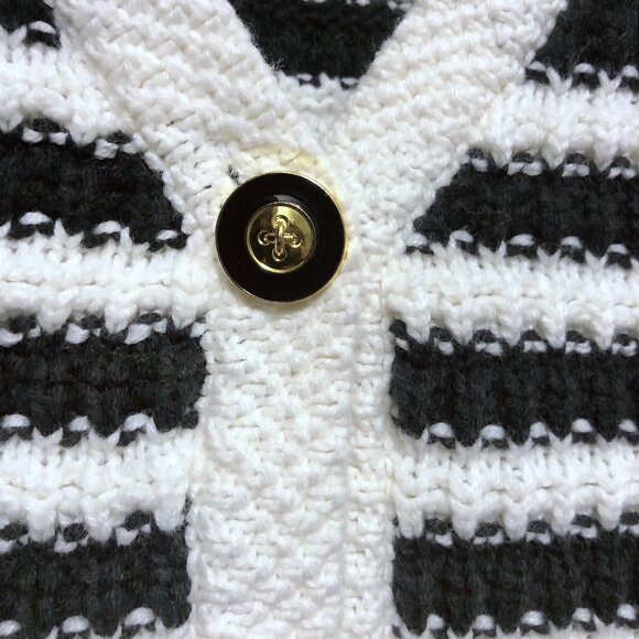 Lillusory Black White Striped V-neck Long Sleeve Sweater Top S - Picture 6 of 7